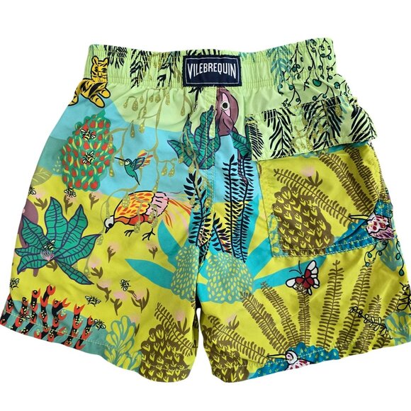 Vilebrequin Boys Tropical Print Swim Shorts Size 8 Years Elastic Waist W/ Pocket - Picture 2 of 15